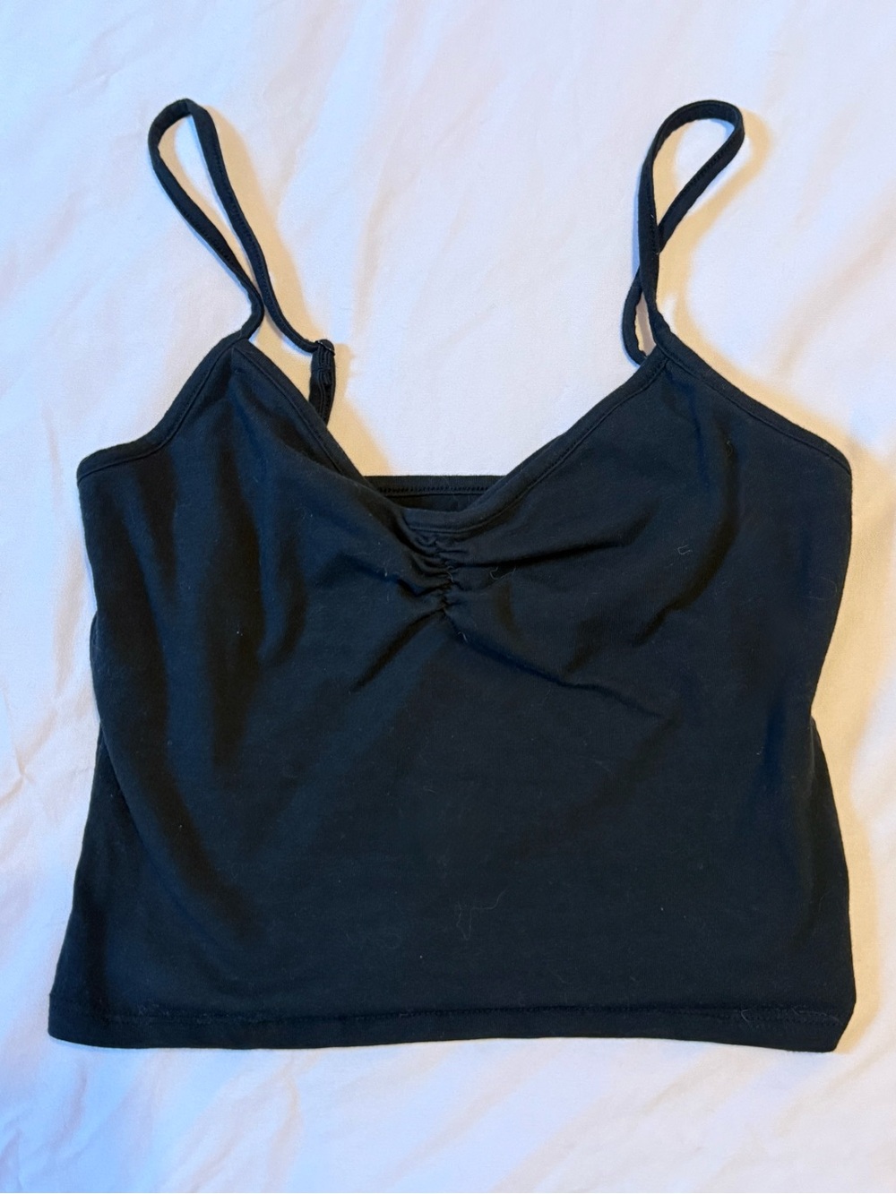 Urban Outfitters OFU Pinch Front Fitted Sweetheart Cami Black Tank